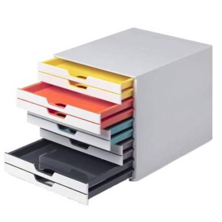 Cassettiera 10 cassetti colorati varicolor - bianco ghiaccio - 2,5cm - Durable