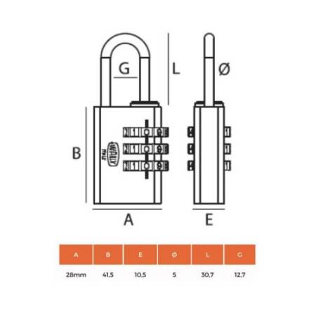 Lucchetto con combinazione - 30 mm - Metalplus