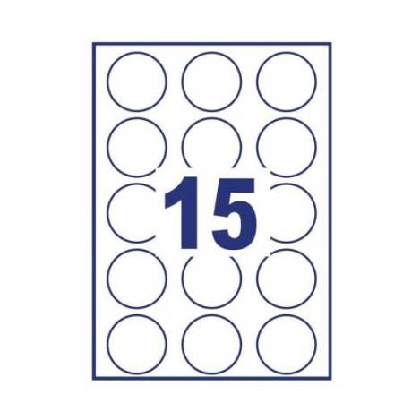 Etichette adesive tonde L4850 - in carta - rimovibili - diametro 51 mm - 15 et/fg - 25 fogli - bianco - Avery