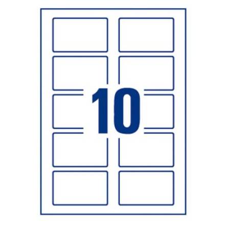 Etichette badge - in seta acetata - laser - rimovibili - 80 x 50 mm - 10 et/fg - 20 fogli - bianco - Avery