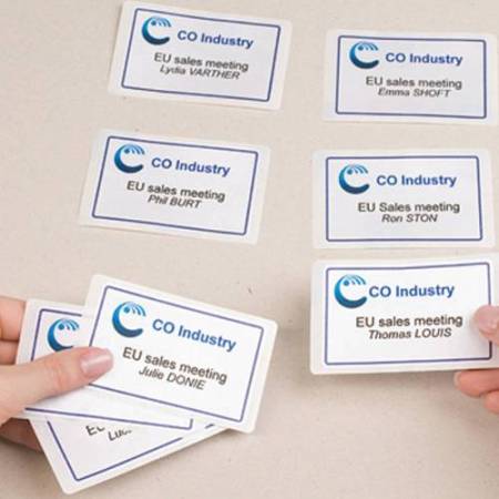 Etichette badge - in seta acetata - laser - rimovibili - 80 x 50 mm - 10 et/fg - 20 fogli - bianco - Avery