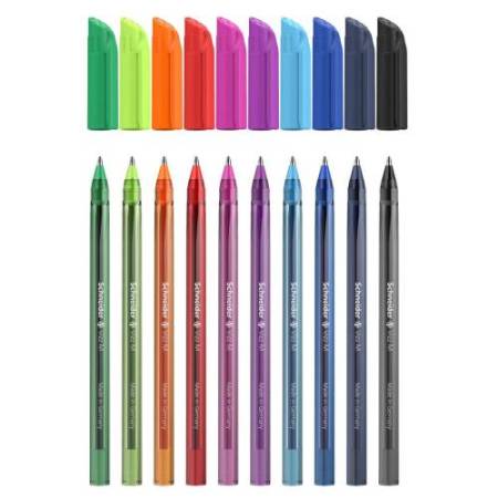 Penne a sfera Vizz - con cappuccio - punta media - colori assortiti - Schneider - astuccio 10 pezzi