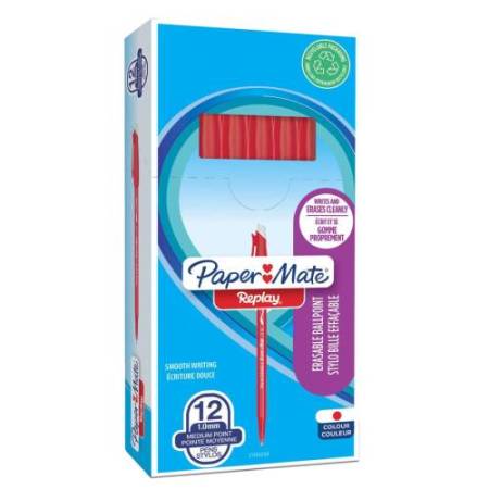 Penna a sfera con cappuccio Replay - cancellabile - punta 1 mm - rosso - Papermate