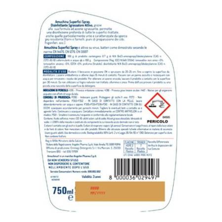 Superifici Spray Multiuso battericida e virucida - 750 ml - Amuchina Professional