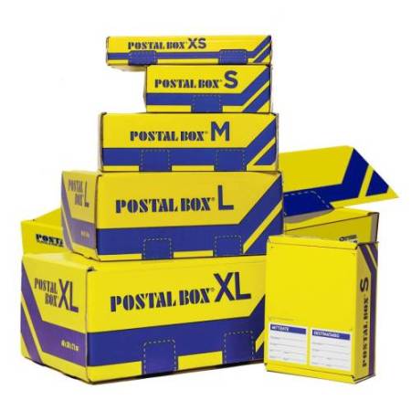 Scatola spedizioni Postal Box - L - 40 x 27 x 17 cm - giallo/blu - Blasetti