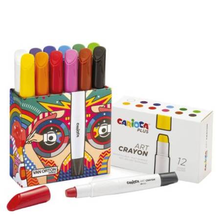 Pastello a cera Art Crayon - Ø 10 mm x 138 mm - colori assortiti - Carioca Plus - conf. 12 pezzi