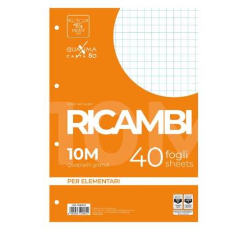 Ricambi forati Quaxima - A4 - 10 mm - 80 gr - 40 fogli - Pigna