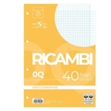 Ricambi forati Quaxima - A4 - 5 mm con margine - 80 gr - 40 fogli - Pigna