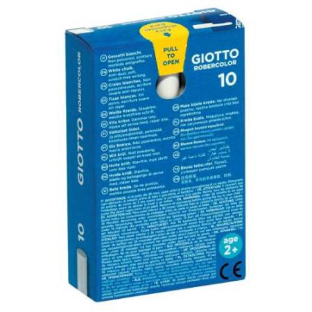 Gessetti Robercolor - lunghezza 80mm con diametro 10mm - bianco - Giotto - Scatola 10 gessetti tondi