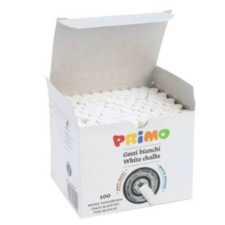 Gessetti tondi - ø 9x80 mm - bianco - Primo - Scatola 100 gessetti tondi