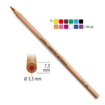 Pastelli - naturale - diametro mina 3,30 mm - Giotto - barattolo 84 pezzi