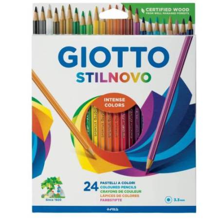 Pastelli colorati Stilnovo - diametro mina 3,3 mm - colori assortiti - Giotto - astuccio 24 pezzi