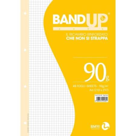 Ricambi BandUp forati rinforzati - A4 - quadretto 5mm - 40 fogli - 90gr - BM