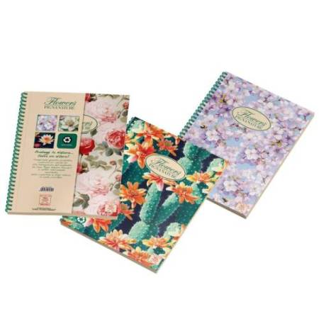 Maxiquaderno Nature Flowers - A4 - 1 rigo - 42 fogli - 80 gr - Pigna