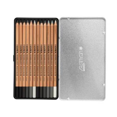 Matite Rembrandt Polycolor - 3,7 mm - colori assortiti - Lyra - astuccio metallo 12 pezzi