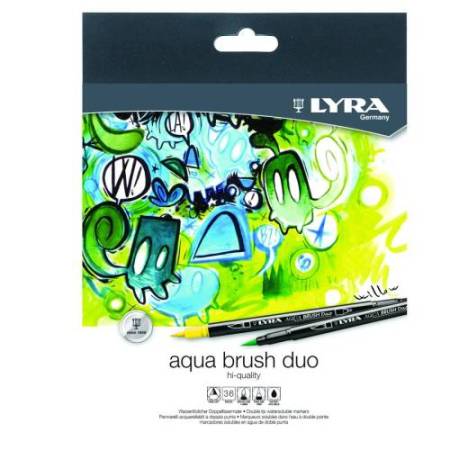 Pennarelli Aqua Brush Duo - punte 2/4 mm - colori assortiti - Lyra - astuccio 36 pezzi