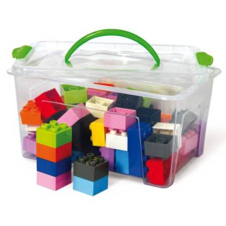 Mattoncini Midi da costruzione - in ABS - colori assortiti - CWR - bauletto da 70 pezzi