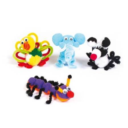 Pom-pon a strisce - 10-35 mm - colori assortiti - DECO - busta 100 pezzi