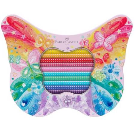 Astuccio Farfalla matite colorate Sparkle - colori assortiti - Faber-Castell - conf. 20 pezzi