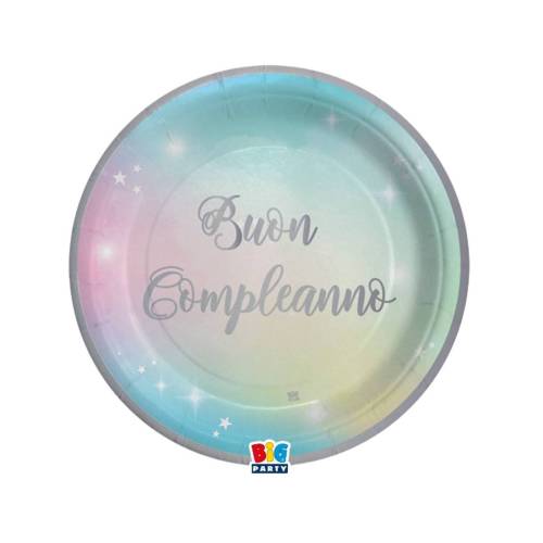 Piatto Soft Rainbow - Buon Compleanno...