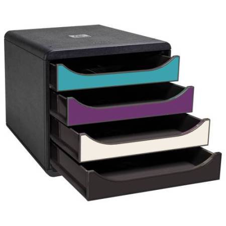 Cassettiera Big Box 4 -linea Titane - 34,7 x27,8 x 26,7 cm - 4 cassetti - colori assortiti - Exacompta