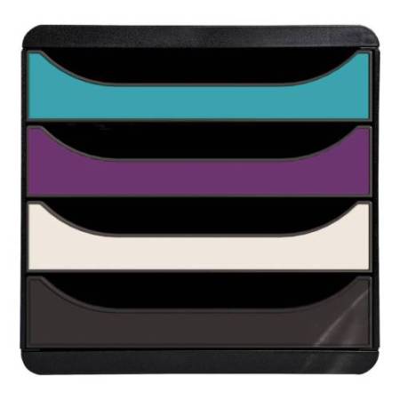 Cassettiera Big Box 4 -linea Titane - 34,7 x27,8 x 26,7 cm - 4 cassetti - colori assortiti - Exacompta