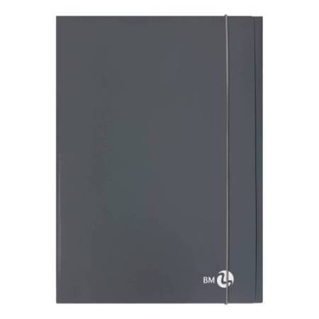Cartella 3 lembi con elastico - A4 - dorso piatto - grigio scuro - BM