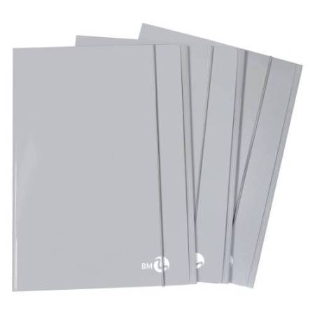Cartella 3 lembi con elastico - A4 - dorso piatto - grigio chiaro - BM