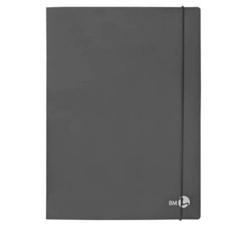 Cartella 3 lembi con elastico - A4 - dorso 1 cm - grigio scuro - BM