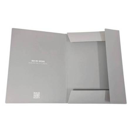 Cartella 3 lembi con elastico - A4 - dorso 1 cm - grigio chiaro - BM