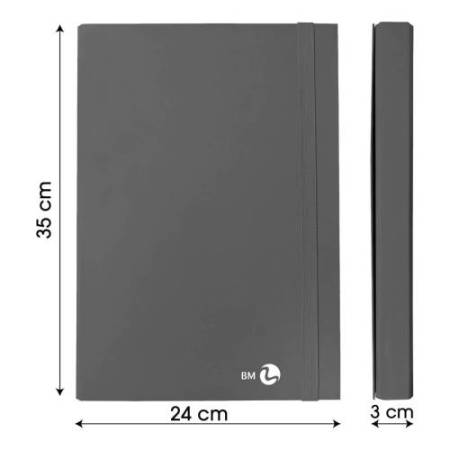 Cartella progetto con elastico - 25 x 34 cm - dorso 3 cm - grigio scuro - BM