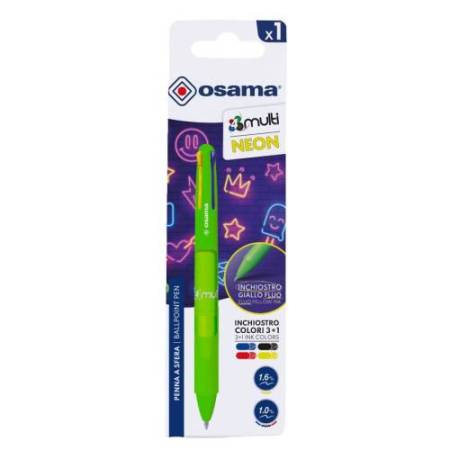 Penna a sfera 4 Multi Chrome - punta 1,00 mm - 4 colori - verde neon  - Osama