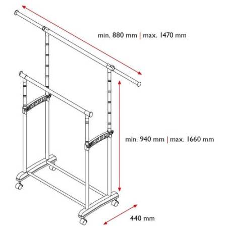 Appendiabiti su ruote Gastone - 2 barre - Perfetto