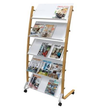 Portariviste da terra - 5 tasche - 36 x 86 x 165 cm - legno/ABS - bianco - Alba