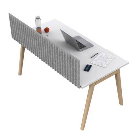 Pannello fonoassorbente per scrivania - 115 x 40 cm - morsetti neri - grigio chiaro