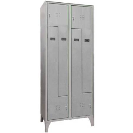 Armadio spogliatoio in metallo salvaspazio - a 4 ante a L - 80 x 50 x 195 cm - grigio - Fasma