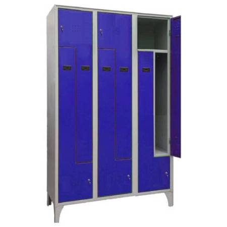 Armadio spogliatoio in metallo salvaspazio - a 6 ante a L - 120 x 50 x 195 cm - grigio/blu - Fasma