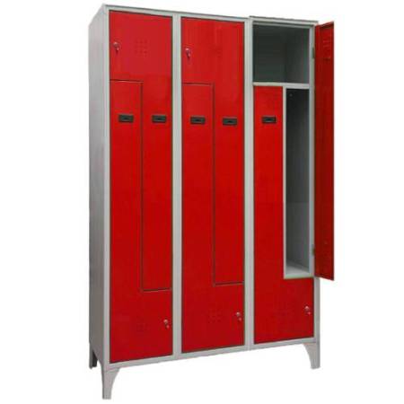 Armadio spogliatoio in metallo salvaspazio - a 6 ante a L - 120 x 50 x 195 cm - grigio/rosso - Fasma