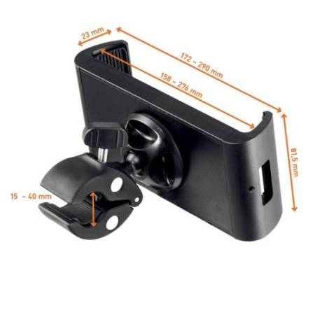 Supporto per tablet con morsetto tubolare - TOUGH CLAMP XL - da 7" a 13" con cover - ruotabile di 360° - Durable
