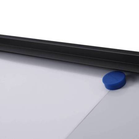 Bacheca per interni - con ante battenti -  3 fogli A4 - cornice nera - orizzontale - Showdown