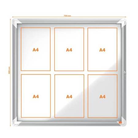 Bacheca per interni - fondo magnetico bianco - 6 fogli A4 - orizzontale - Nobo