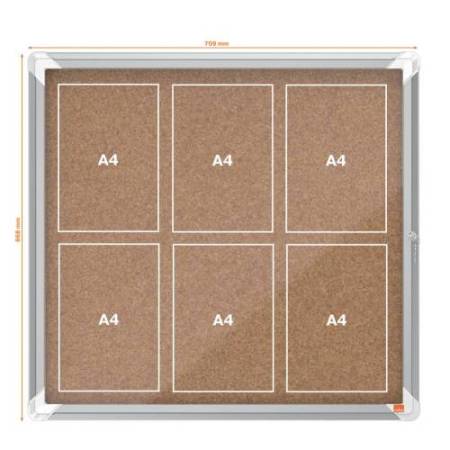 Bacheca per interni - fondo in sughero - 6 fogli A4 - orizzontale - Nobo