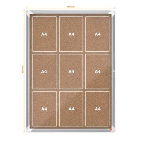 Bacheca per interni - fondo in sughero - 9 fogli A4 - verticale - Nobo