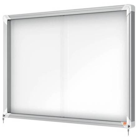 Bacheca per interni - fondo in metallo - 8 fogli A4 - ante scorrevoli - Nobo