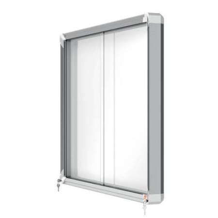 Bacheca per interni - fondo in metallo - 8 fogli A4 - ante scorrevoli - Nobo