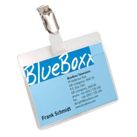 Portanome a tasca aperta - clip in metallo - 6 x 9 cm - trasparente - Durable - conf. 25 pezzi