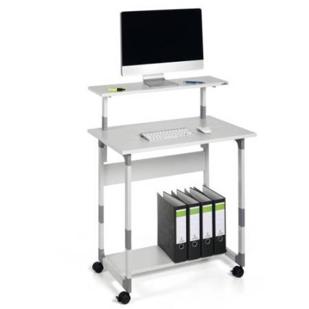 Pc Workstation System 80 VH - con ruote - 3 ripiani - 80 x 56,4 x 92/122 cm - grigio - Durable