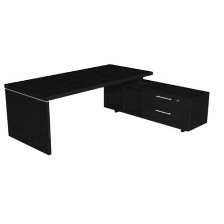 Scrivania Manager Prestige - con mobile servizio reversibile - 180 x 90 x 74 cm - nero venato