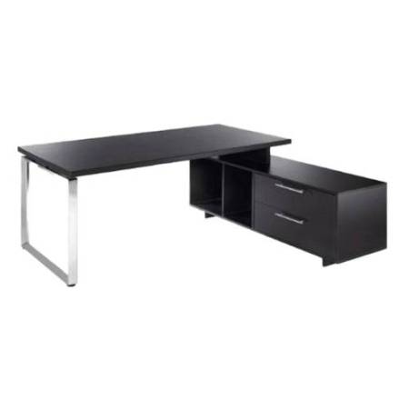 Scrivania Manager Prestige Metal - con mobile servizio reversibile - 210 x 90 x 74 cm - nero venato