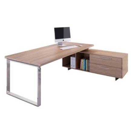 Scrivania Manager Prestige Metal - con mobile servizio reversibile - 210 x 90 x 74 cm - ciliegio arabis